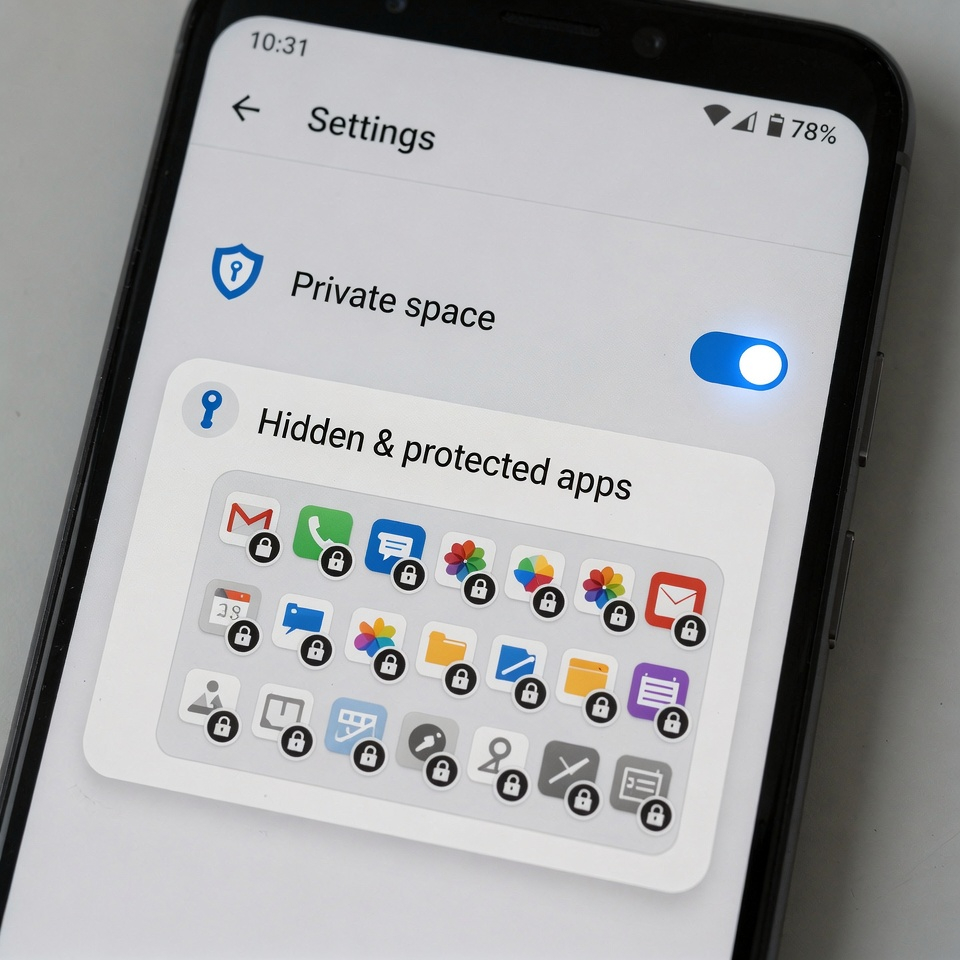 Funkcja przestrzeni prywatnej Androida ukrywa wrażliwe aplikacje za osobnym hasłem.