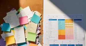 Blokování času: Tajná zbraň vysoce úspěšných lidí. ⏰⚔️ Vizuální srovnání neuspořádaného seznamu úkolů a strukturovaného, časově omezeného plánu dne.