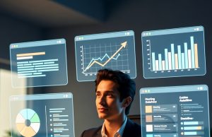 10 ChatGPT Prompts to Triple Your Work Productivity. 🚀 A professional using AI to manage multiple tasks like emails, analytics, and scheduling simultaneously in a digital workspace.