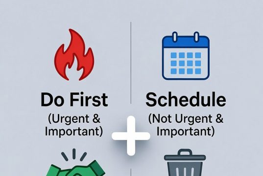 Ваш список справ зламався. Ось як це виправити за допомогою матриці Ейзенхауера. 🗓️ Наочна інфографіка матриці Ейзенхауера, яка показує чотири квадранти: "Робити", "Планувати", "Делегувати" та "Усувати".