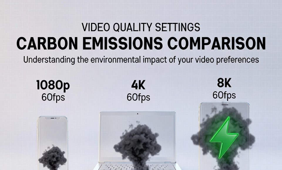 Video quality settings compared with their environmental impact and recommended eco-settings