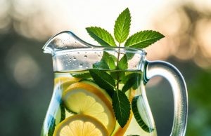 Hydration Hacks: Fun Ways to Drink More Water A refreshing pitcher of fruit and herb-infused spa water with lemon, cucumber, and mint.
