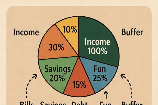 Bilancio a base zero per principianti: Tracciare ogni centesimo senza sforzo Infografica che illustra lo zero-based budgeting: suddividere le entrate in categorie mirate fino a raggiungere lo zero.