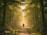 4-tygodniowe wyzwanie głębokiej pracy: Odzyskaj koncentrację w rozproszonym świecie. 🧠⚡ Metaforyczna podróż przez cztery tygodnie głębokiego wyzwania zawodowego, kończąca się w blasku skupienia i spełnienia.