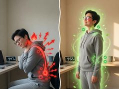 Exercícios de 5 minutos na mesa de trabalho para acabar com os danos de ficar sentado o dia todo 🪑💪 Visualização antes e depois de um treino de 5 minutos na mesa de trabalho, reduzindo a dor e melhorando a postura.